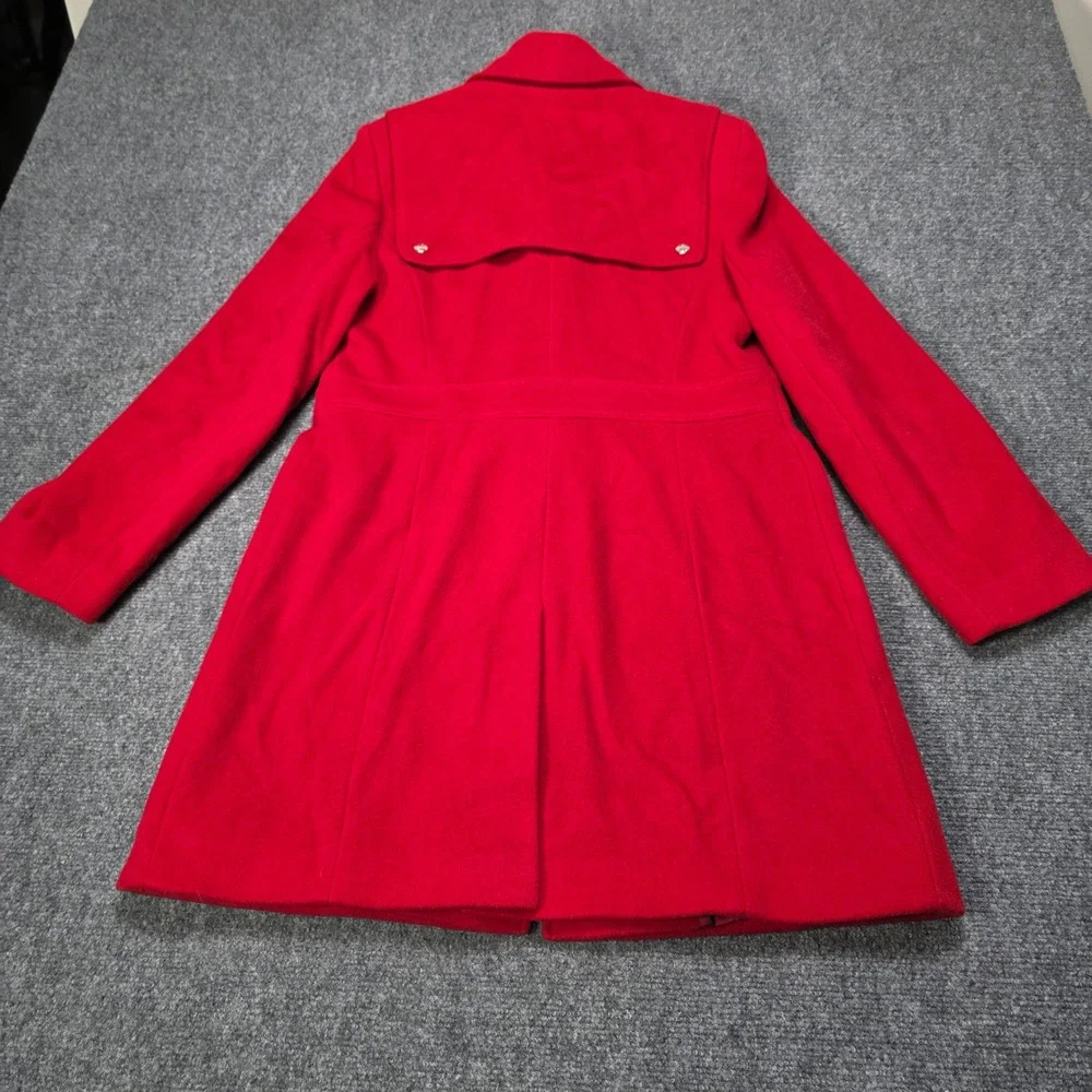 Michael by Michael Kors Red 100% Wool Coat Women 8 Long Length Snap Button‎ - Picture 12 of 14